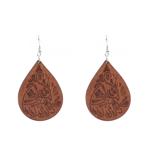 Fashion Wood Pattern Hollow Earrings